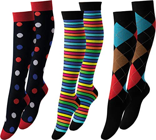 Vitasox Chaussettes de soutien pour homme et femme en coton avec compression pour vol, voyage, bureau et voiture, chaussettes de thrombose contre les jambes gonflées, 1 x carreaux multicolores, M Cover
