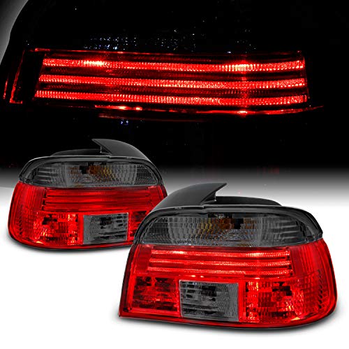 AKKON - For 1997-2000 BMW 5-Series E39 Sedan Model Red Smoked Tail Brake light Assembly Driver and Passenger Side Pair