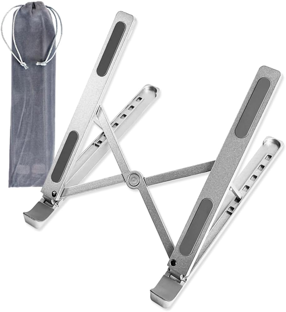 SantekLaptop Notebook Stand with 7 Angle Adjustable - Light Sturdy Ergonomic Foldable Aluminum Support Stand for MacBook iPad Tablet LED Tracer Light pad