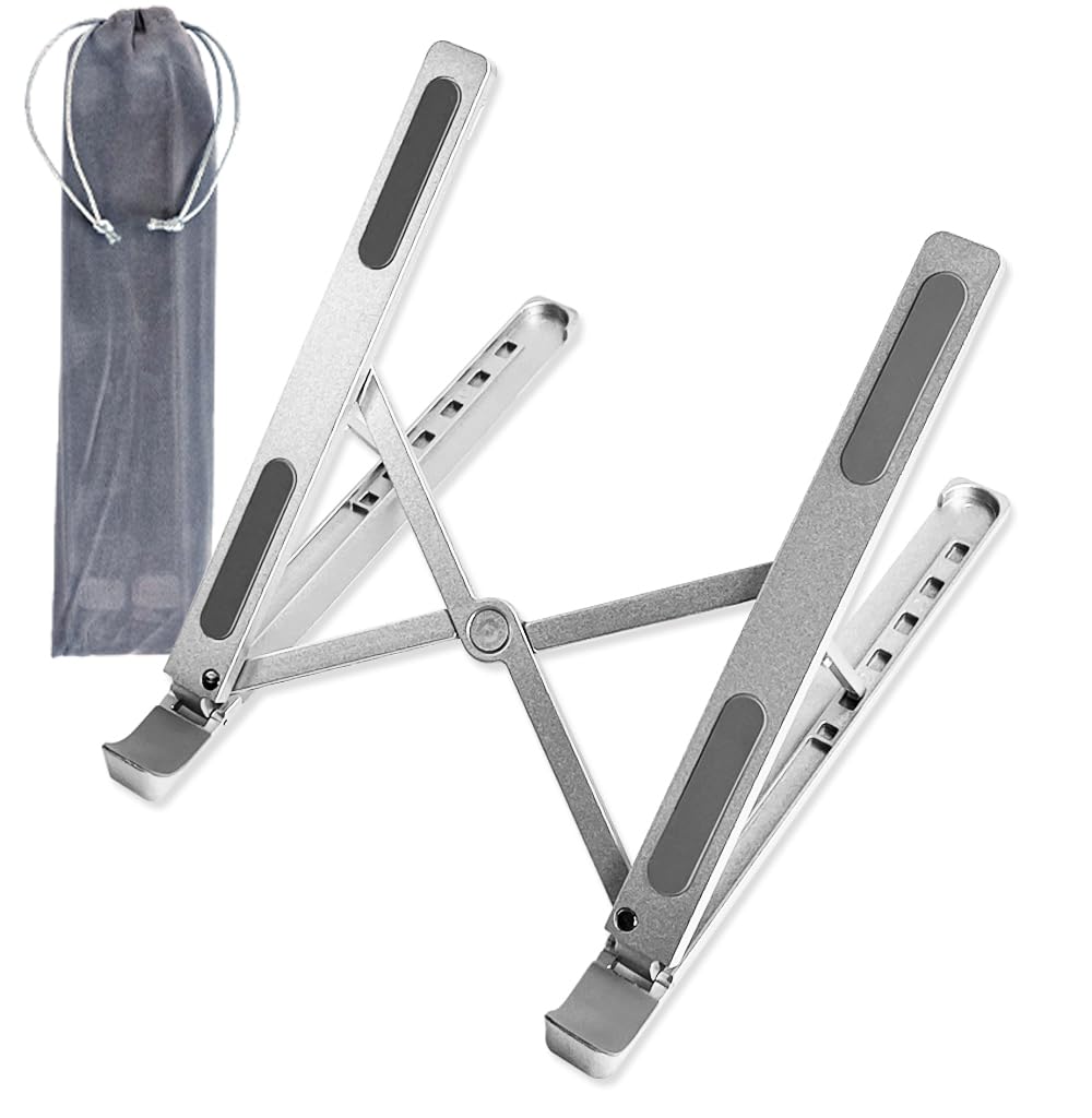 SantekLaptop Notebook Stand with 7 Angle Adjustable - Light Sturdy Ergonomic Foldable Aluminum Support Stand for MacBook iPad Tablet LED Tracer Light pad