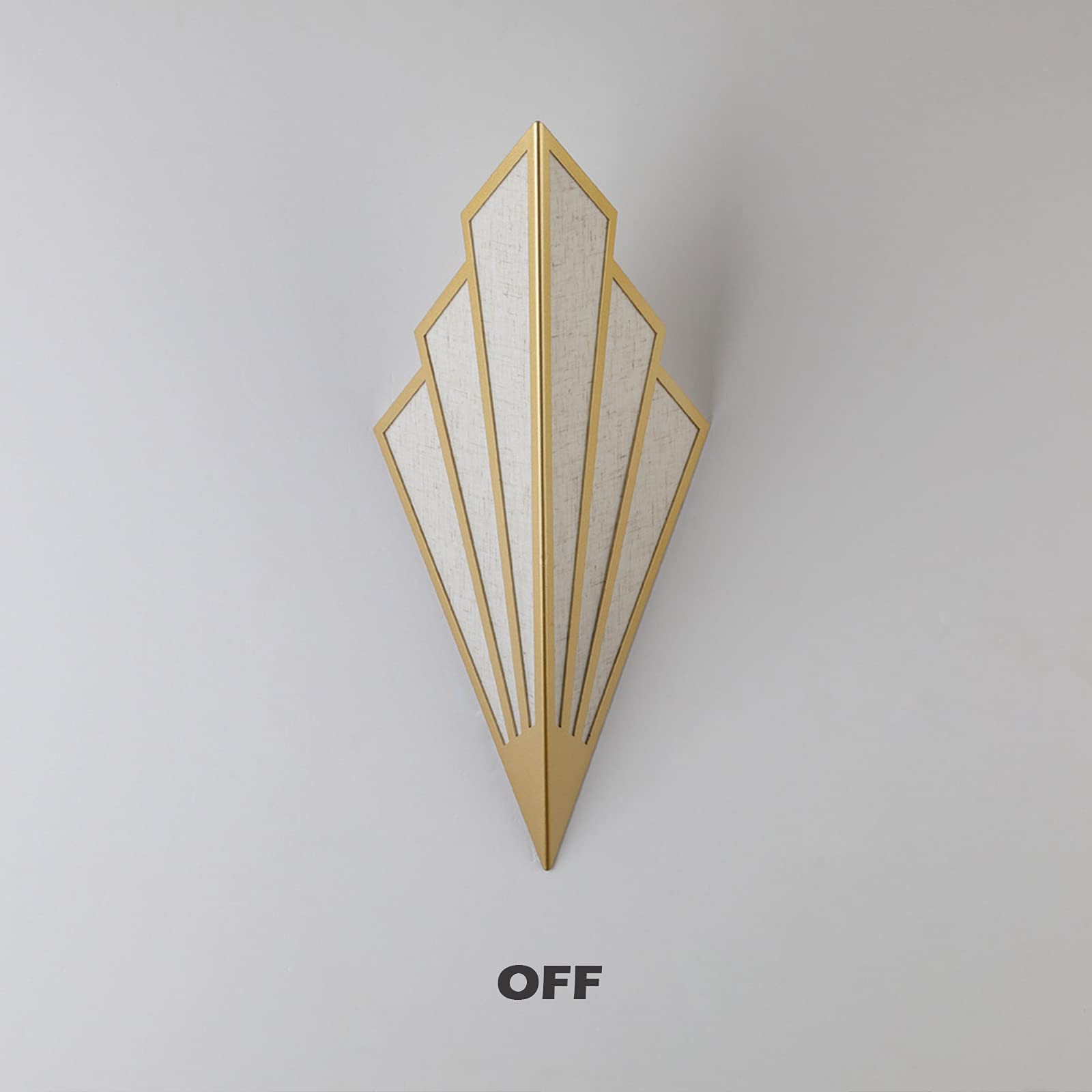 Lámpara de Pared limily Dorado Aplique Pared Creativa en Forma de Abanico con Pantalla de Lino para Dormitorio