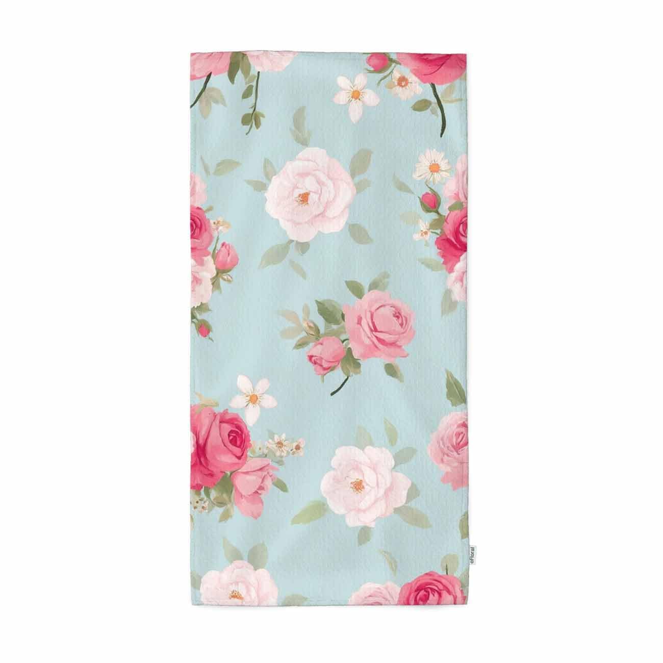 oFloral Pink Rose Hand Towels Cotton Washcloths,Elegance Seamless Pattern with Shabby Chic Rose Flowers in Vintage Style Soft Towels for Bathroom/Yoga