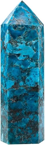 Miniatura 9 de Runyangshi Varita de cristal curativo natural de apatita azul grande de 4.72 a 5 pulgadas, torre de cristales con 6 facetas de un solo punto,