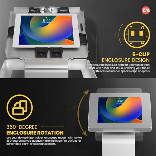 Image of Premium Kiosk Floor Stand - CTA Locking Support Base Kiosk for iPad 11 (A16) - Pro 11-inch M4 - Air 11-inch M3- iPad 10th Gen - Galaxy Tab & More Tablets - Silver - (PAD-PARAFS)