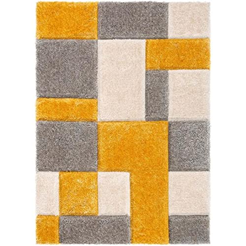 Image of Shaggy Super Soft Carpet for Home & Living Room Size - 4 X 6 Ft (Yellow Grey)