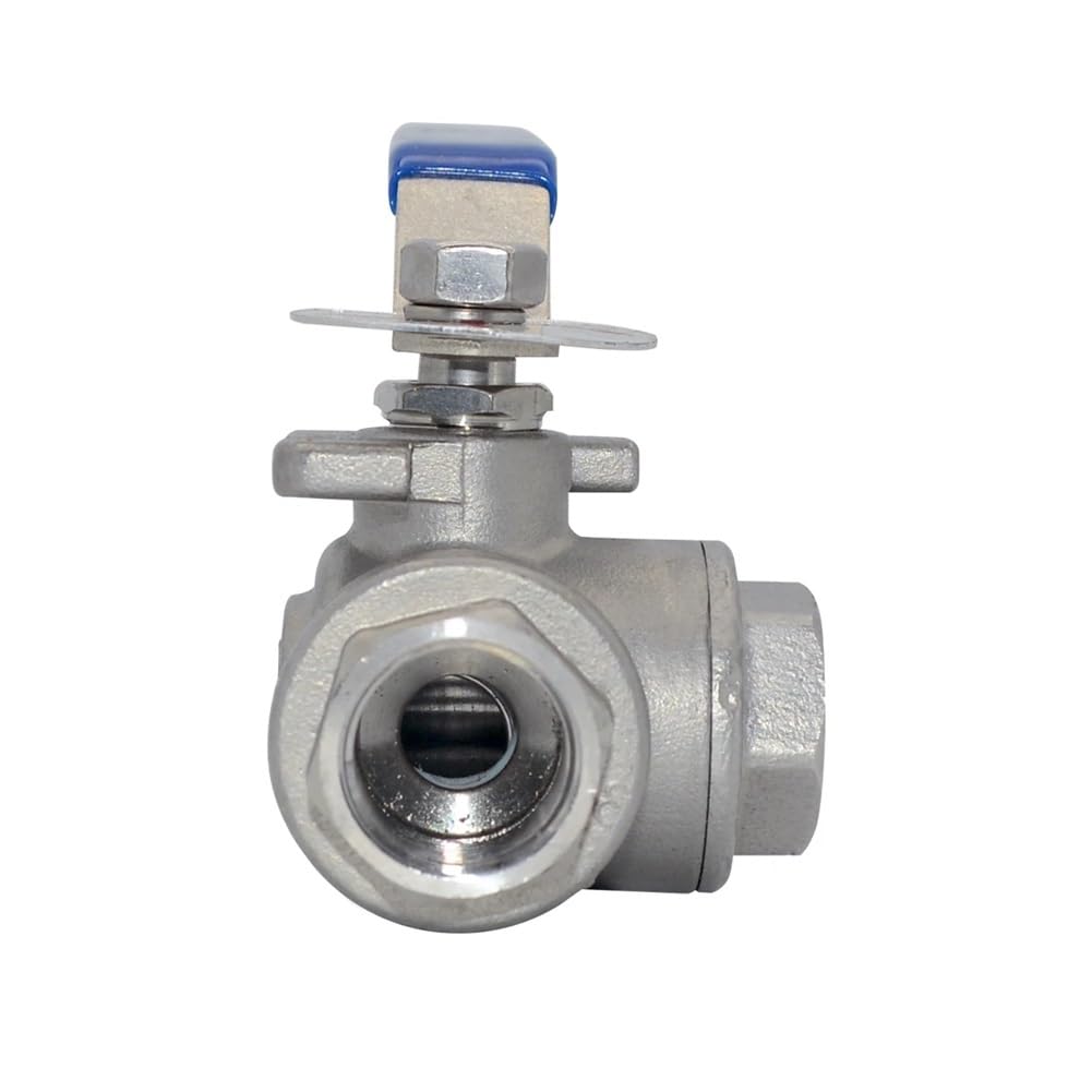 Adaptateur de connecteur de Robinet à Bille à 3 Voies en Acier Inoxydable 304, 1/2 "3/4" 1 "1-1/4" 1-1/2 "2" BSP Femelle, Port en T, for Eau, Huile, Air et gaz(3/4")