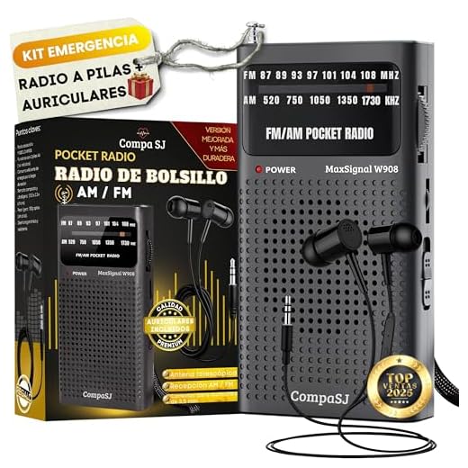 SUPER MAX Radio a Pilas Portátil Pequeña Am/FM Transistor Analógica de Bolsillo Fácil de Usar Señal Fuerte Kit Emergencia Entrada Auriculares Para Personas Mayores Familia Viajes AA Auriculares Regalo