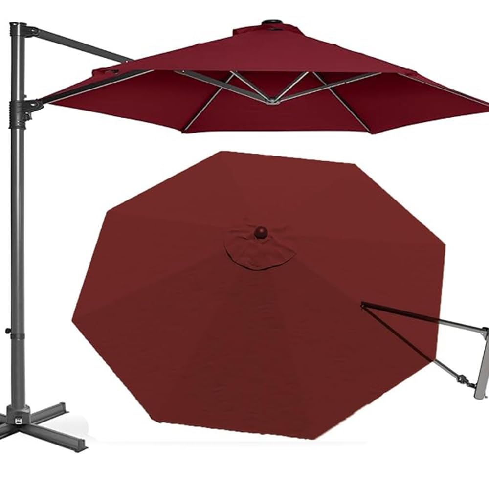 10Ft 11.5ft Patio Umbrella Replacement Canopy For Cantilever Umbrella Round, 8 Ribs Market Umbrella Top Cover, Pool Parasol Offset Umbrella Canopy Top Only