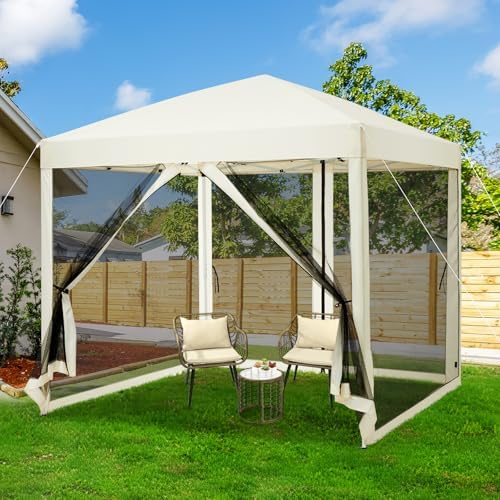 10X10 Ft Pop-Up Gazebo Screen Tent, Outdoor Canopy Shelter with 4...