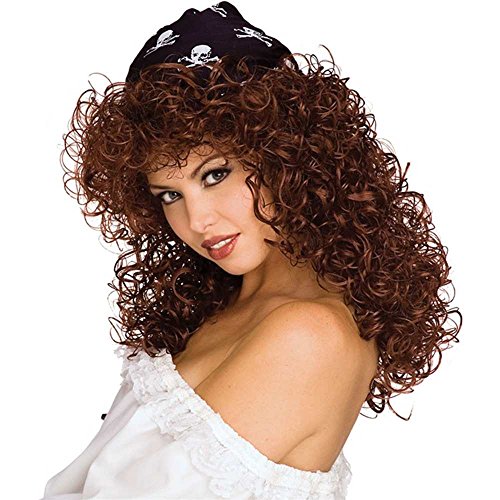 Rubies Women's Pirate Vixen Long Curly Costume Wig, Brown, One Size