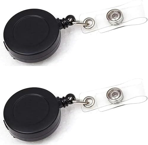 2 portatarjetas retráctiles de alta resistencia, color negro, con clip para cinturón, llavero para tarjeta de nombre, carcasa de metal, correa de