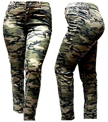 Jack David Womens Plus Size Camo Camouflage Skinny Jeans Cargo Pants