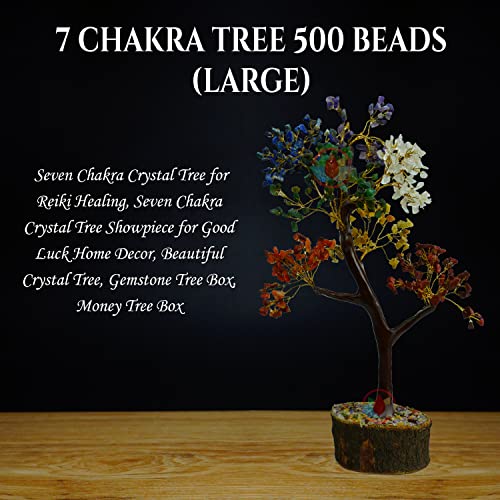 Image of REMEDYWALA Charged Energized Seven Chakra Crystal Tree for Reiki Healing, Seven Chakra Crystal Tree Showpiece for Good Luck Home Decor, Gemstone Tree Box, Money Tree Box (500 Beads)