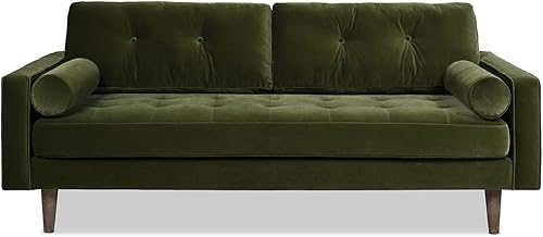 Miniatura 5 de Jennifer Taylor Home Theo - Sofá moderno de mediados de siglo de 83.5 pulgadas, terciopelo verde oliva
