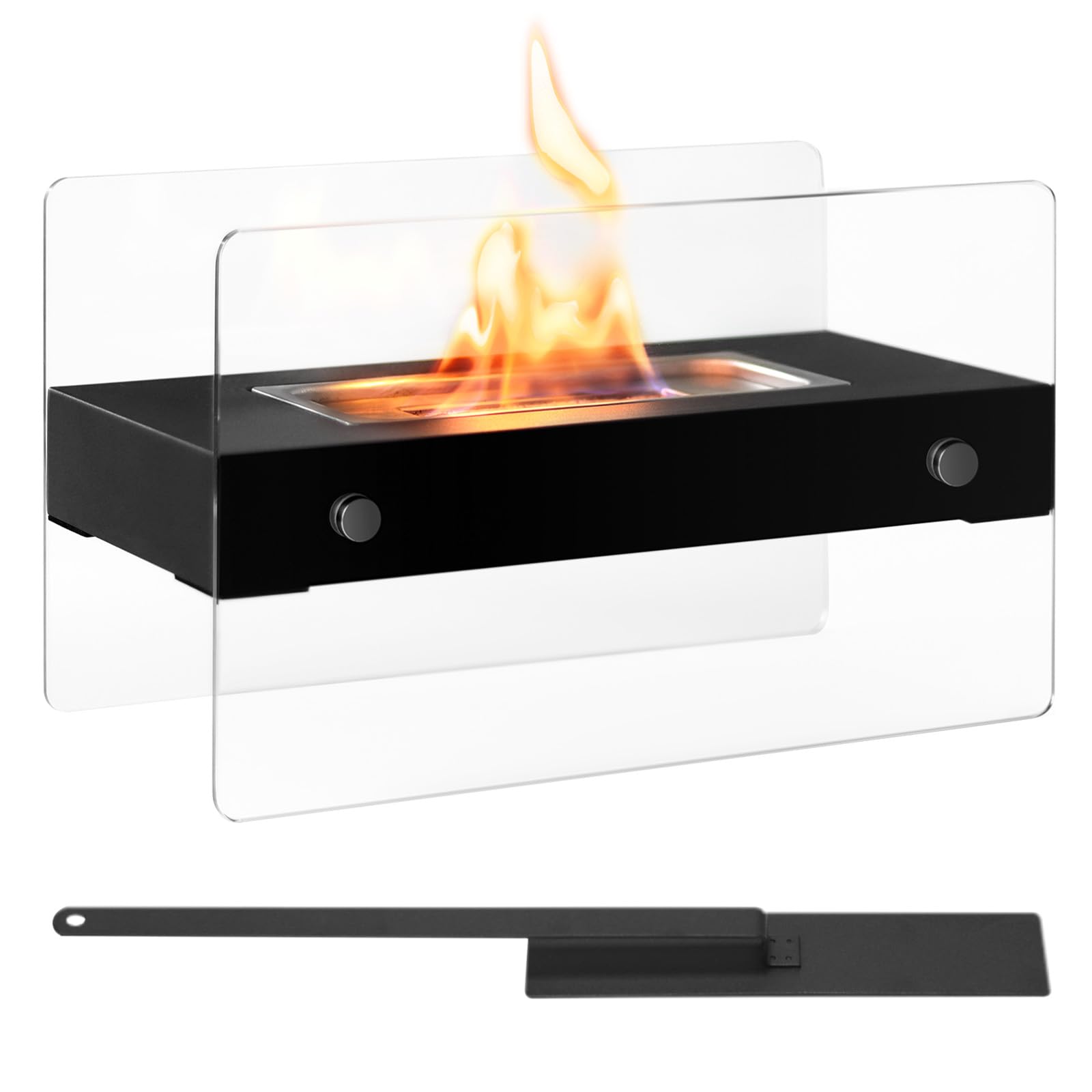 glanzfeuerTabletop Fire Pit,Premium Bioethanol Tabletop Fireplace for Indoor & Outdoor,Portable Table Top Firepit for Balcony & Home Decor,Ethanol Table Top Fire Pit Bowl (Black)