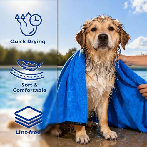 Image of D&C Paws Ultra Absorbent Microfiber Dog Towels for Drying Dogs & Cats | Quick Dry Pet Bath Blanket, Soft & Fast Drying Grooming Towels for All Breeds (40x40cm -Multicolor A,S-Pack of 5 Pcs)