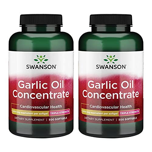 Swanson Garlic Oil Concentrate - Triple Strength 1,500 Mg 500 Sgels 2 Pack #TOP17