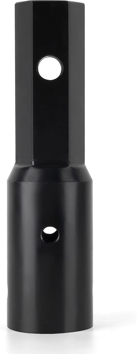 ‎23-053 Heavy Duty 2" Auger Adapter Coupler - CNC Machined Carbon Steel, Fully Welded - Female Round to Male Hex for Skid Steer, Tractor, Digger, Power Head, Fits Standard 2" Hex Auger Drill Bit