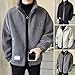 DYJAGYO Men's Faux Wool Thick Jacket, Men's Solid Colour Loose Warm Jacket, Fleece Jacket, Men's Fashion Casual Coat (Grey,Large)