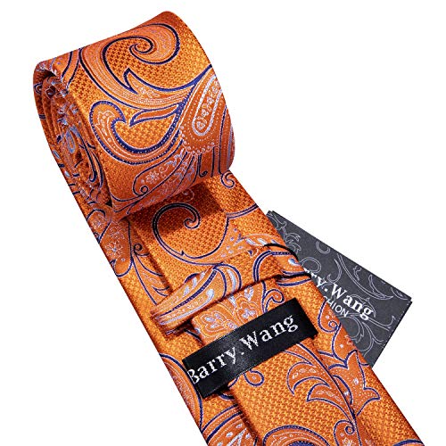 Image of Barry.Wang Men Tie Set Paisley Silk Necktie Pocket Square Cufflinks Formal Wedding Business Party