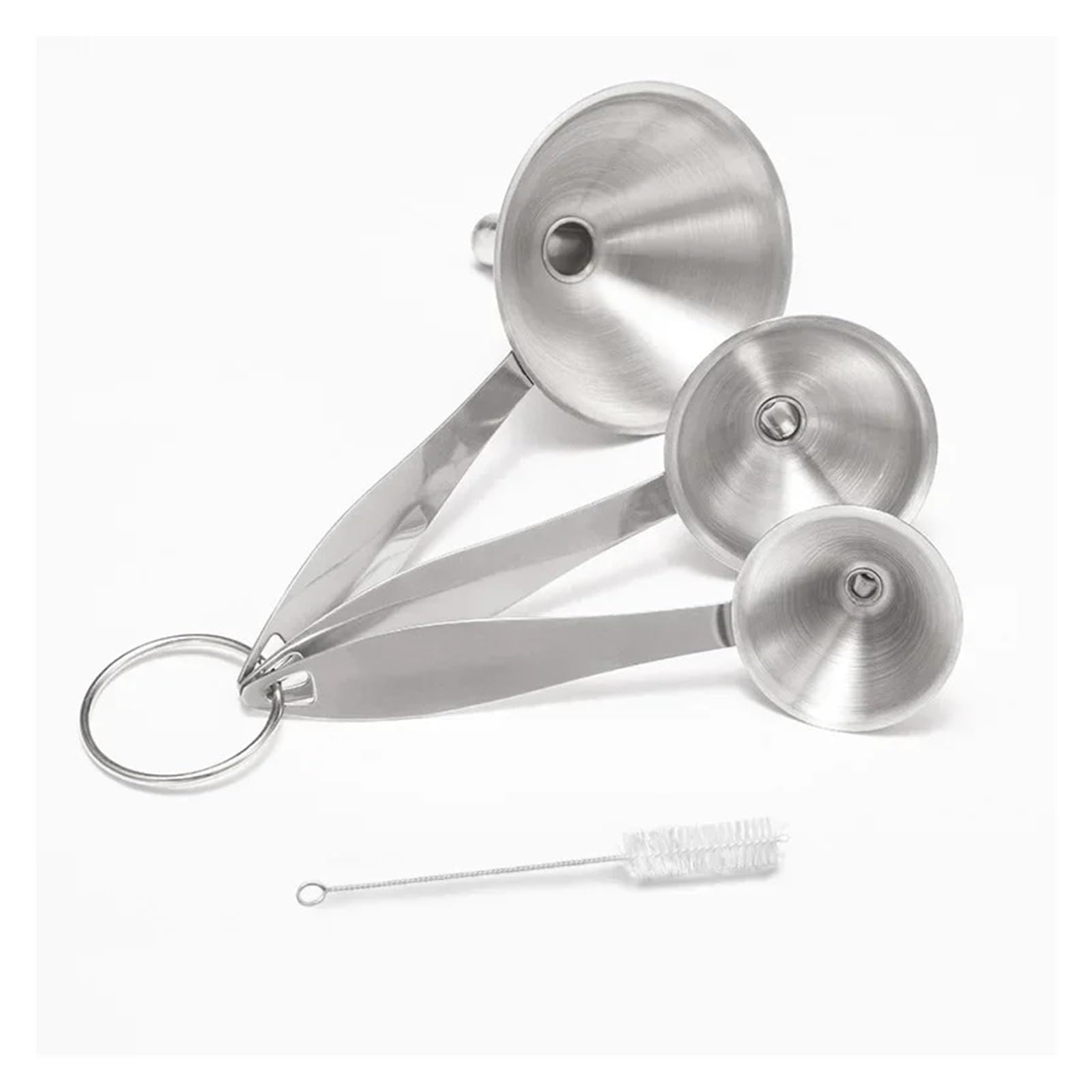 Imbuto in acciaio inossidabile, Set di imbuti in acciaio inossidabile da 3/4/5 pezzi con manico lungo for spezie vinaigrette(4 PCS)
