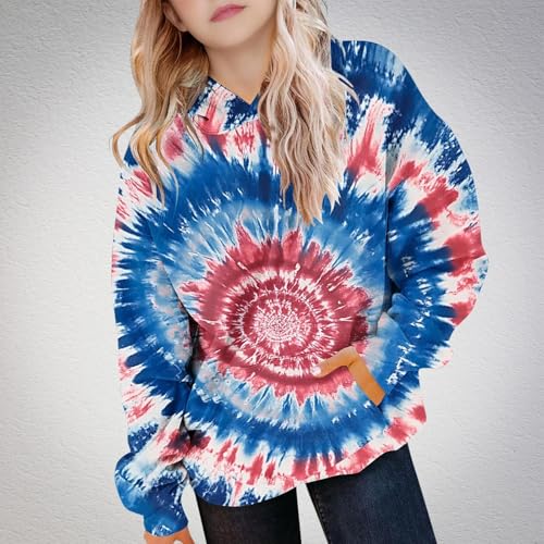 DDAPJ pyju Unisex Kids Tie Dye Hoodies Boys Girls Rainbow Long Sleeve Hooded Sweatshirts Loose Casual Pullover with Pocket2