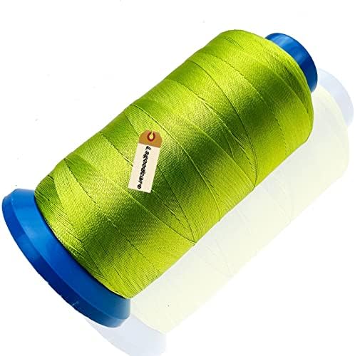 Lsgoodcare Bonded Nylon Sewing Thread 1500 Yard Size T70#69 for The Upholstery, Drapery, Beading, Luggage, Purses, Leather, Sewing Threads for Sewing Machine Yellow and Glass Green, Set of 2