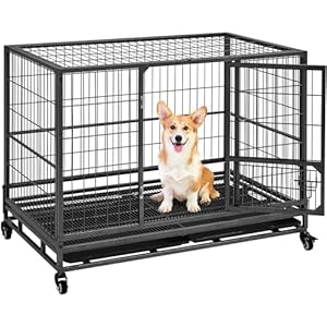 Yaheetech Cage pour Chien XXL Interieur Cage Chien Pliable 106×65×81 cm Cage pour Chat transportable Caisse Chien Robuste avec 2 Portes verrouillables et 2 Plateaux Amovibles