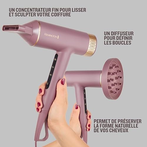 Remington AIRvive Sèche-cheveux (Moteur numérique silencieux léger, 110 000 tr/min, séchage rapide) Concentrateur, diffuseur (Technologie Ionique et anti-frisottis,12 réglages chaleur-vitesse) EC8930 - 8