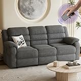 TYBOATLE Power Reclining Couch, 3 Seater Electric Reclining Couch with Dual Motors and Remote Control, Chenille Couch w/Side Pockets for Living Room, Game Room, 76.5' Wide (Grey)