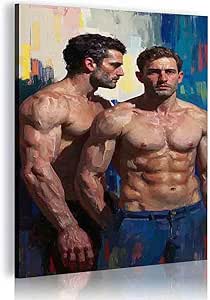 Amazon.com: XXGFFIP Wall Art Canvas Gay Couple Large Oil Male Nude Art