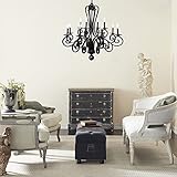 Deco 79 Large Modern Black Metal Chandelier Pendant Light with Scrolled Arms, 35” x 35”