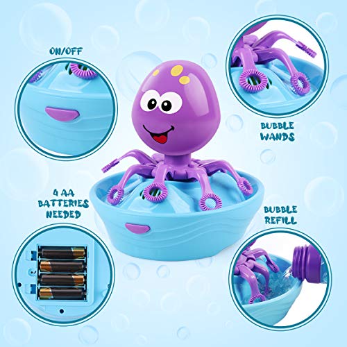 Duckura Toys For Toddler Boy Girls, Octopus Bubble Maker Blower Machine For Kids Outdoor Outside Play, Birthday Gifts Party Games Summer Backyard Gardening Toys For Toddlers 1 2 3+ Years Old (Purple) #TOP4