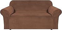 Vista 25 de H.VERSAILTEX Funda de terciopelo elástico para sillón, funda para sillón de 1 cojín para sala de estar, funda de muebles hecha de terciopelo grueso
