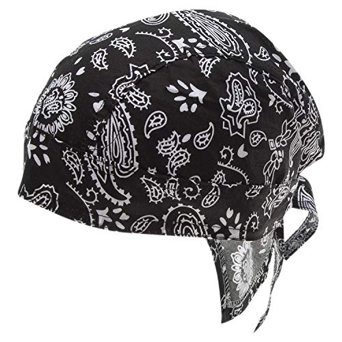 Bandana.com Black Paisley Doo Rag Outdoor Essentials Head Wrap 100% Cotton - Dozen Packed
