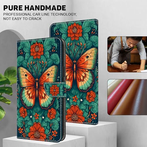 Housse Samsung Galaxy A37 fleur et papillon : étui à rabat avec support vidéo intégré