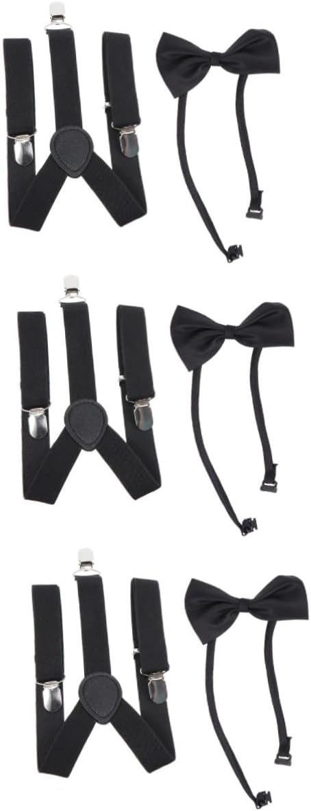 CALLARON 3pcs Boys Boys and Girls Elastic Suspenders Bowtie Set Adjustable for Party Christmas Outfit