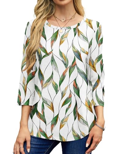 NORACORA 3/4 Length Sleeve Womens Tops Crew Neck T Shirts for Women 2025 Printed Bacic Tops2