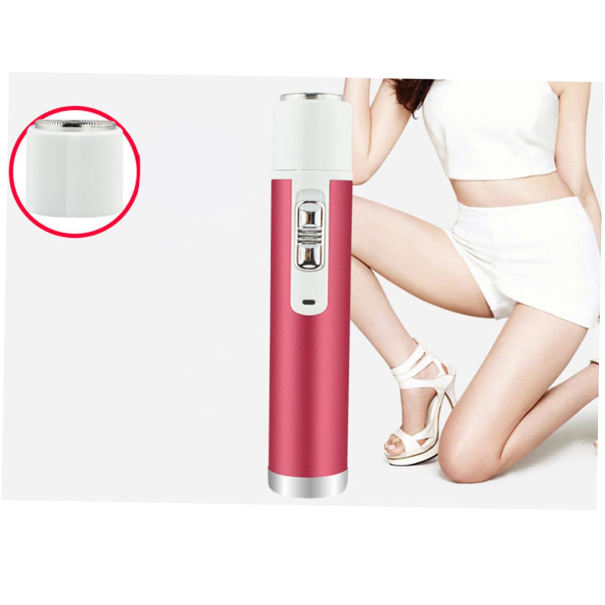 Depiladora Femenina Eléctrica Roja de 400mah Cabezal