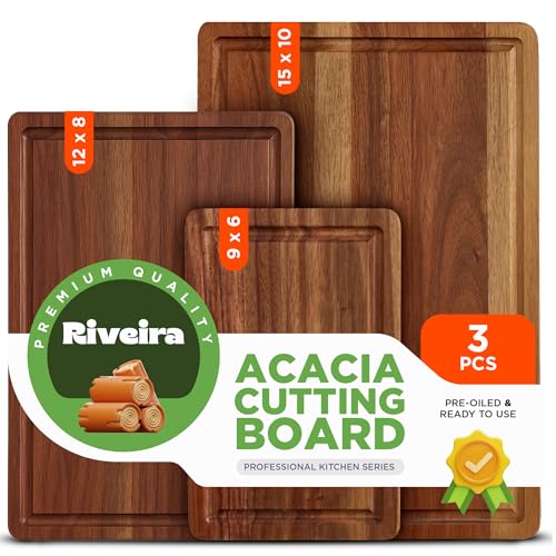 Riveira Acacia Wood Cutting Board Set (3) Rectangular