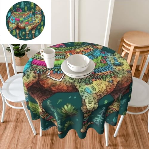 Mantel redondo 152 cm colorido camello firma mantel impermeable impermeable mantel lavable granja mantel decorativo para mesa de comedor, picnic, fiesta, boda, boda,