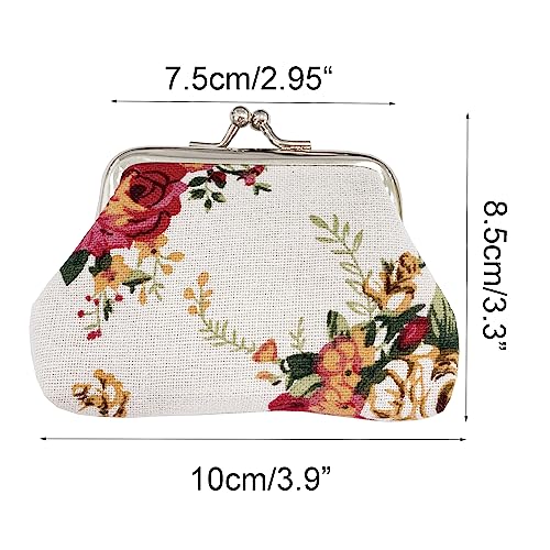 MIAO JIN 8Pcs Small Canvas Floral Coin Purses Present Bag with Clasp Kiss Lock Change Pouch Mini Coin Wallet Vintage Trinkets Pouch3