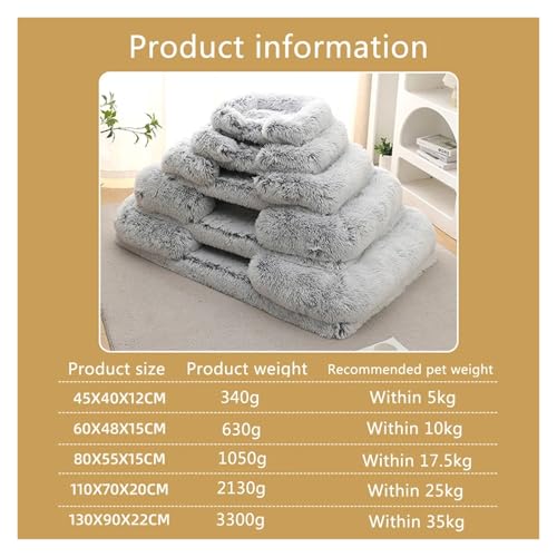 Lit carré pour chien ou chat taille M panier rembourré gris clair taille S - 7