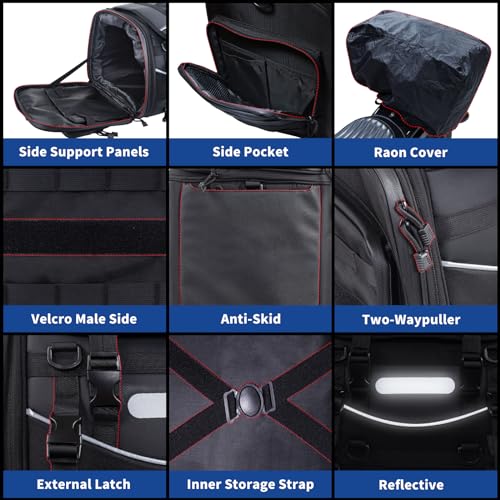 Bolsa Expandible para Maletero de Motocicleta 40-60L, Equipaje de Viaje Universal, Bolsa de Portaequipajes, Bolsa para Casco, Mochila con 6 Correas, Cubierta Impermeable miniatura 3