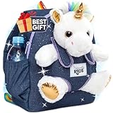 Naturally KIDS Mochila Mediana con Unicornio Blanca para Niña de 3 4 5 años - Mochilas Infantil con Bolsillos - Regalos de Cumpleaños para niños - Juguete niña de 5 6 7 8 9 años