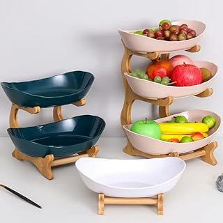 フルーツバスケット 果物 ケース 分解可能 1階 2階 3階 フルーツスタンド 小物入れ 野菜棚 お菓子皿 ケーキスタンド 果物収納 卓上用品 キッチン用品 (グリーン,三階)