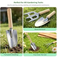 Garden Tools Set, 9-Piece Heavy Duty Gardening Tools with Clear Pocket Tote Bag, Stainless Steel Garden Hand Tools for Digging, Planting, Weeding and Pruning, Durable Gardening Kit — image 8