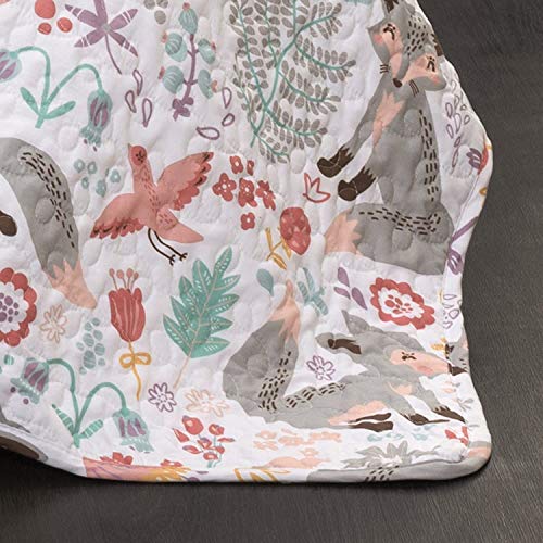 Lush Decor Pixie Fox Quilt Reversible 3 Piece Bedding Set - Gray/Pink - Twin Quilt Set #TOP5