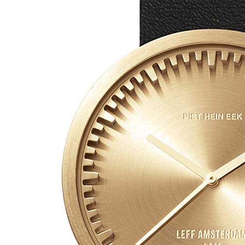 Leff Amsterdam - D42 - Watch - Stainless Steel - Brass Case - Black Leather Strap - Ø 42Mm - #TOP1