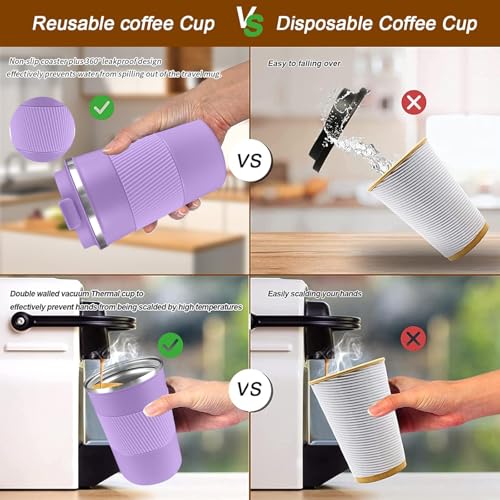 Image of Insulated Travel Coffee Mug, Stainless Steel Coffee Cup with Leakproof Lid | Double-wall insulation keeps drinks hot or cold for hours, with a leakproof lid and portable stainless steel design